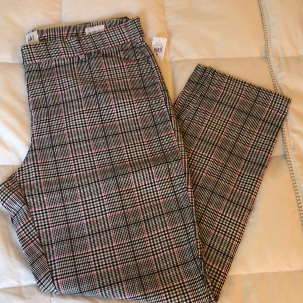 Gap Factory Skinny Ankle, Stretch Mid Rise, size 14, black & pink plaid, NWT